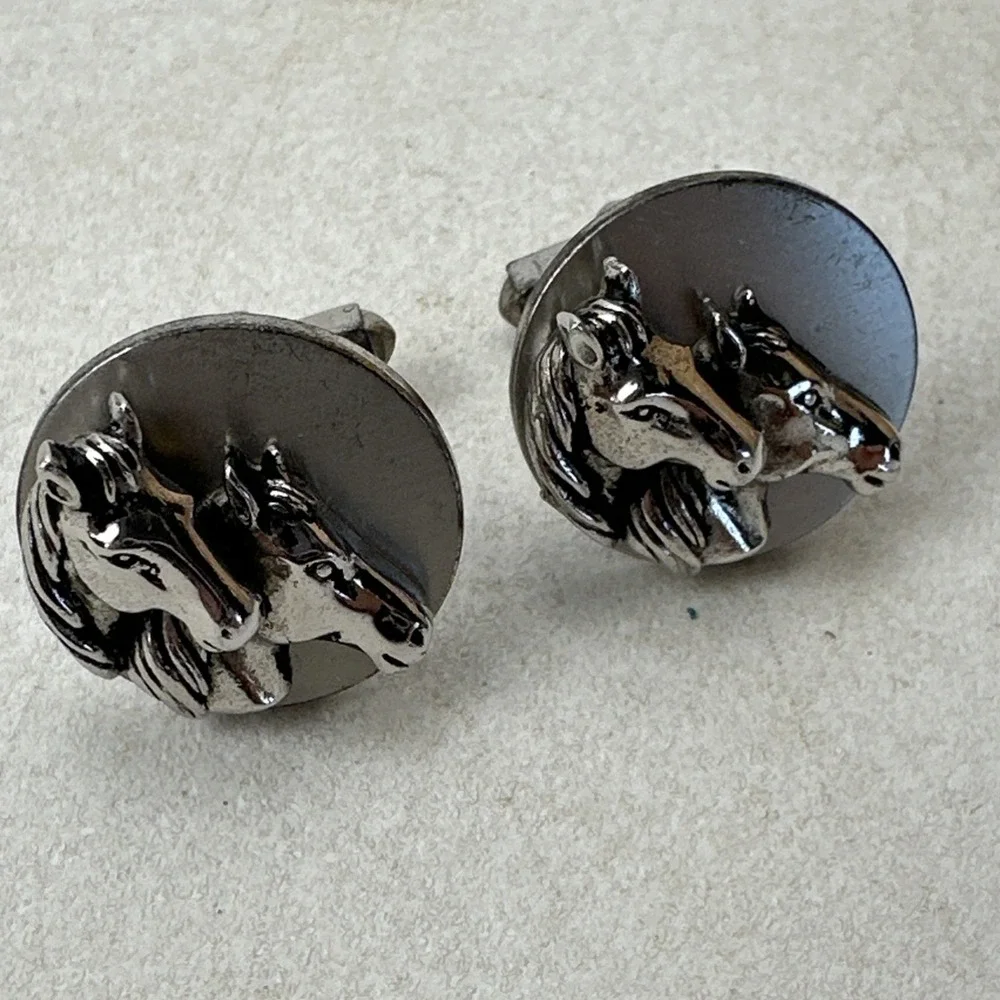 Vintage Horse Head Swank Sterling Cuff Links Western Stamped